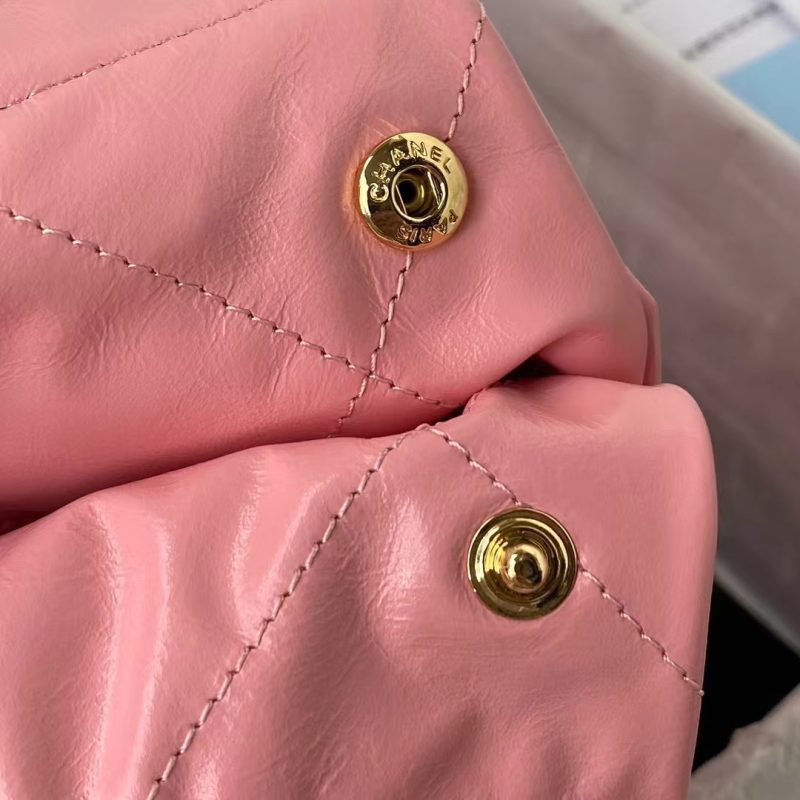 Chanel 22 AS3260 Small Bag Pink Calfskin Gold Hardware - Image 8
