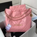 Chanel 22 AS3260 Small Bag Pink Calfskin Gold Hardware