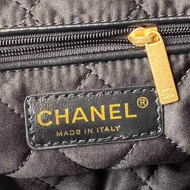 Chanel 22 AS3260 Small Bag Black Shiny Crumpled Calfskin Gold Hardware - Image 9