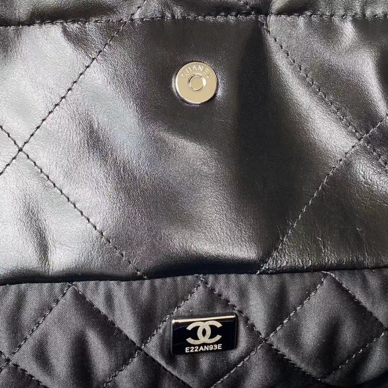 Chanel 22 AS3260 Small Bag Black Calfskin Silver Hardware - Image 9