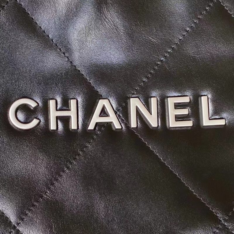 Chanel 22 AS3260 Small Bag Black Calfskin Silver Hardware - Image 3