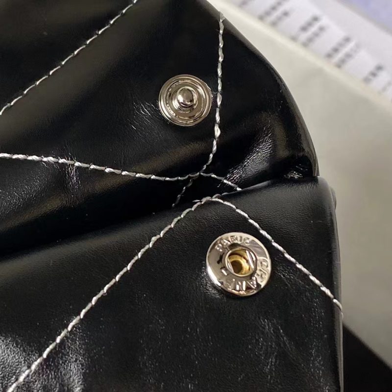 Chanel 22 AS3260 Small Bag Black and Silver Shiny Calfskin Silver Hardware - Image 9