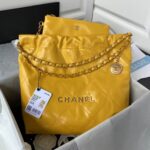 Chanel 22 AS3260 Small Bag Yellow Calfskin Gold Hardware
