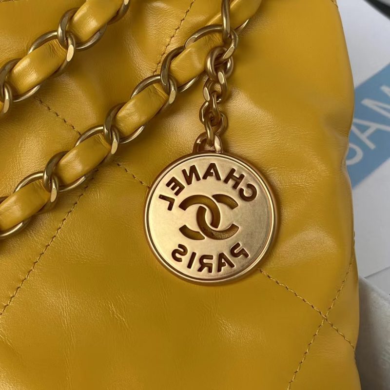 Chanel 22 AS3260 Small Bag Yellow Calfskin Gold Hardware - Image 8