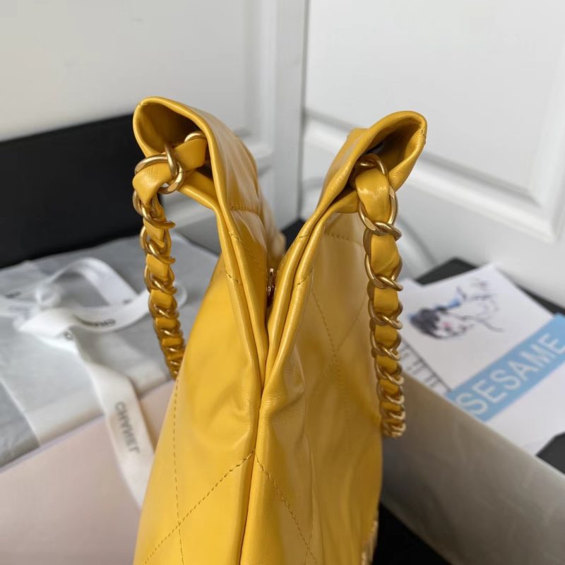 Chanel 22 AS3260 Small Bag Yellow Calfskin Gold Hardware - Image 4