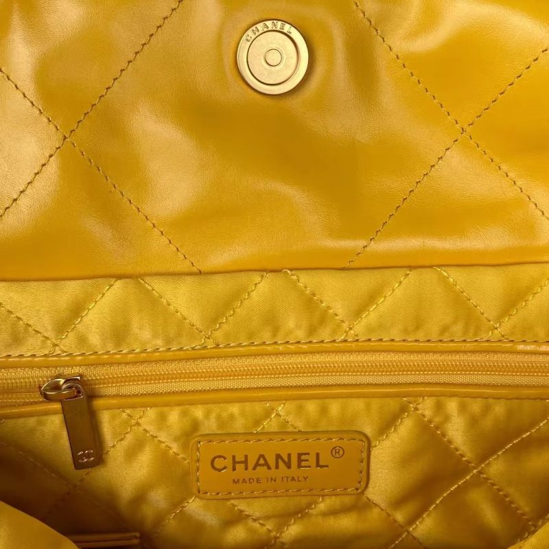 Chanel 22 AS3260 Small Bag Yellow Calfskin Gold Hardware - Image 5