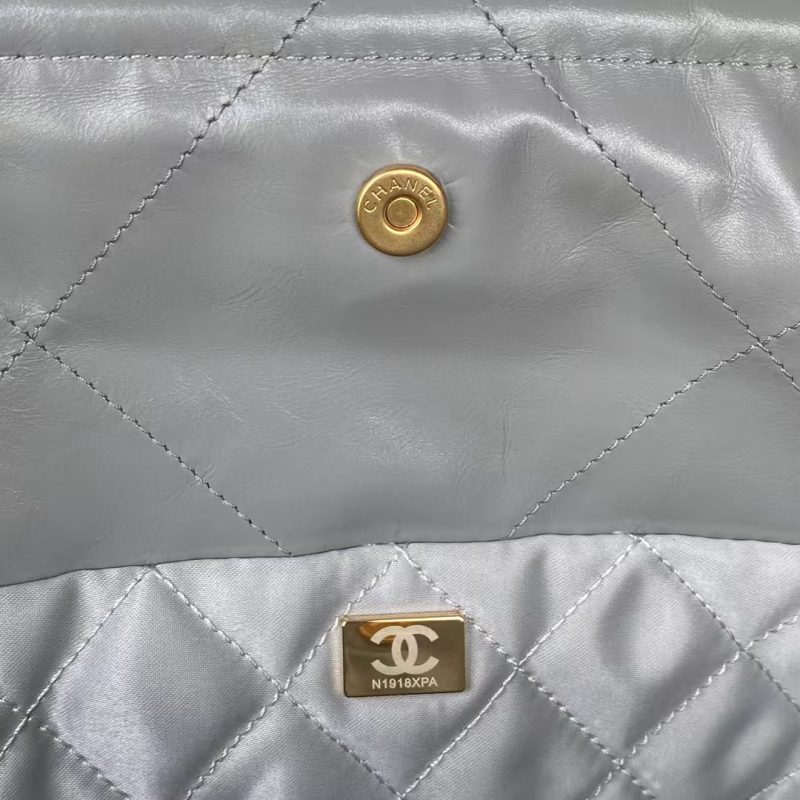 Chanel 22 AS3260 Small Bag Grey Calfskin Gold Hardware - Image 7