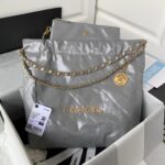 Chanel 22 AS3260 Small Bag Grey Calfskin Gold Hardware
