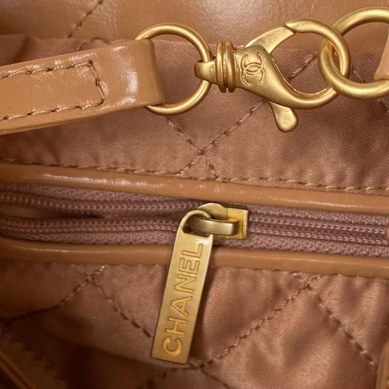 Chanel 22 AS3260 Small Bag Brown Calfskin Gold Hardware - Image 9