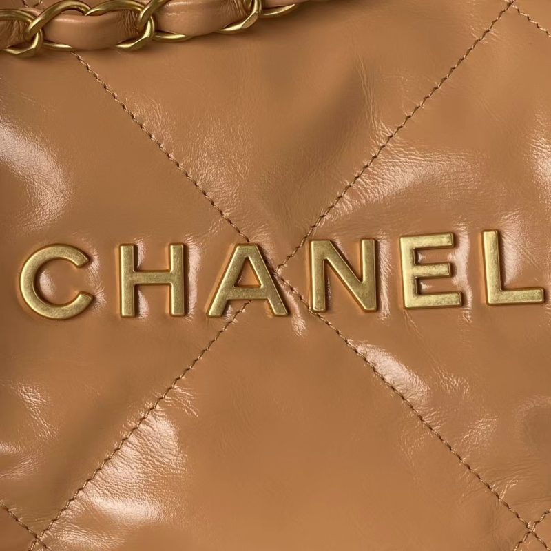 Chanel 22 AS3260 Small Bag Brown Calfskin Gold Hardware - Image 3