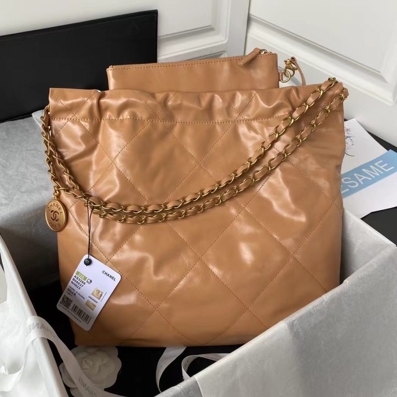 Chanel 22 AS3260 Small Bag Brown Calfskin Gold Hardware - Image 2