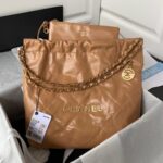 Chanel 22 AS3260 Small Bag Brown Calfskin Gold Hardware
